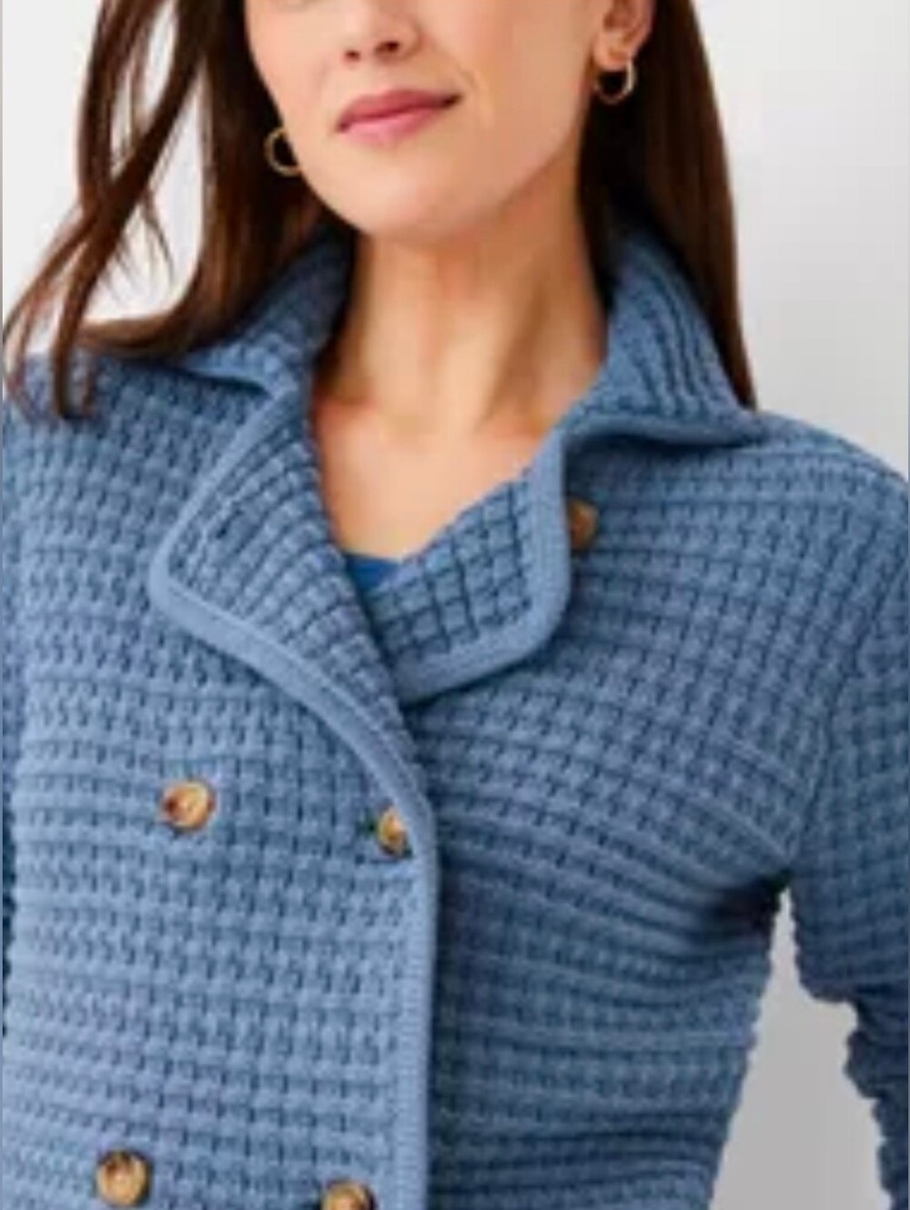 ❤️ ANN TAYLOR TEXTURED STITCH CARDIGAN SWEATER JACKET, MEDIUM - Picture 2 of 9